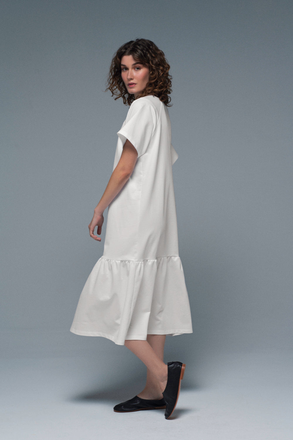 'Match Point' Midi Dress in White