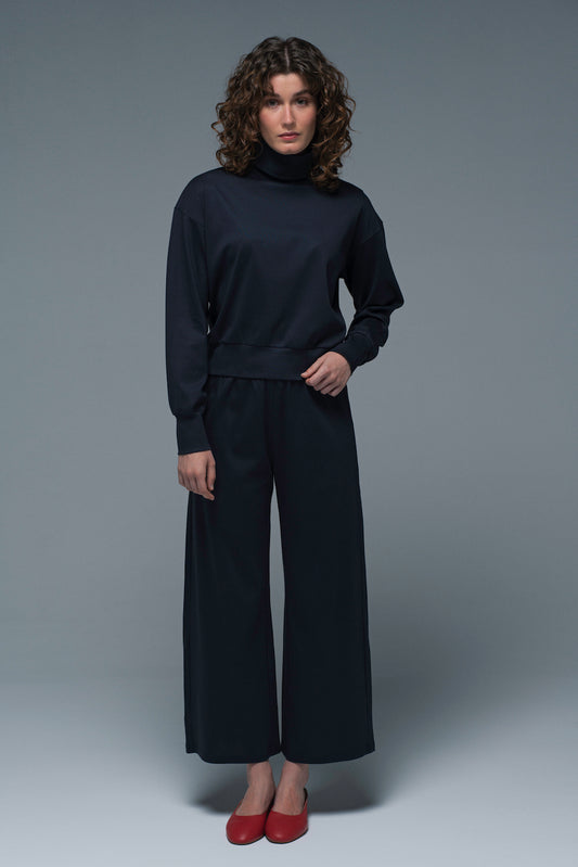 60s Pants in Deep Blue Silky Cotton