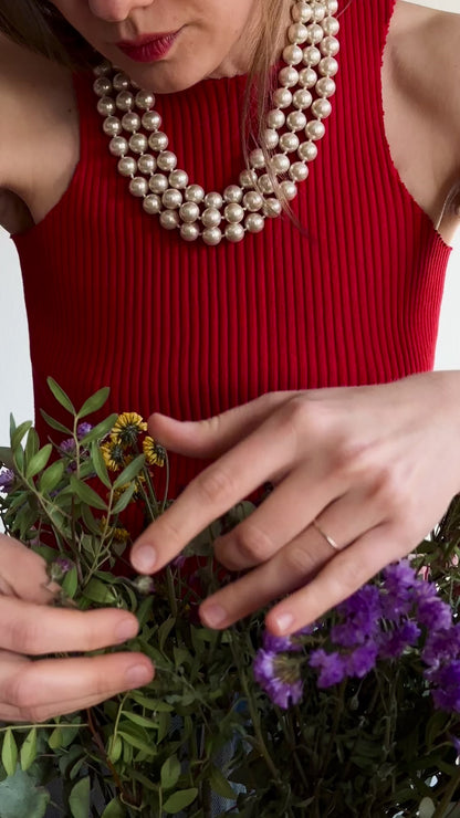 Three-Strand Faux Pearl Necklace